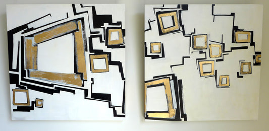 Black & Gold on White - Pushing Blocks